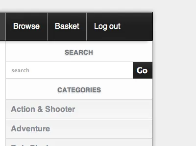 Categories interface light