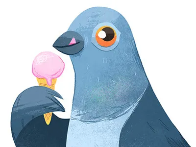 Strawberry birds illustration pigeon