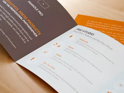 Square Brochure brochure icons orange pinhole pro print square