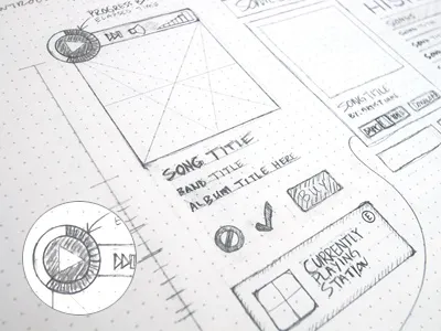 Wireframe Sketching media player meta pencil sketch sketchbook sonic seeds ui user interface web app wireframe