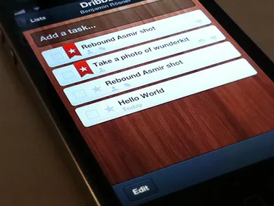 Wunderkit Tasks 6wunderkinder app badge ios iphone lists productive ribbon row star tableview task todo wood wunderkit