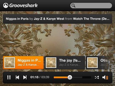 Grooveshark mini music player (freebie) dark grooveshark mini music musicplayer player songs ui