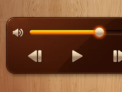 Video Controls app bar brown controls gloss icons ios iphone orange play video volume wood yellow