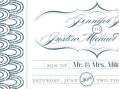 J & J design fancy formal wedding invite