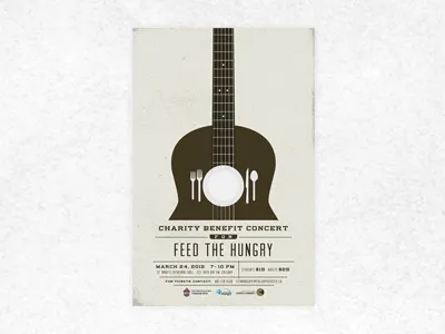 Charity Benefit Concert concert cutlery guitar music typography
