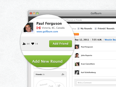 Golfburn - Profile dashboard feed golfburn green profile wall