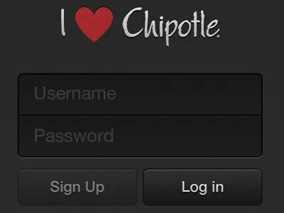 I Love Chipotle App - Login Screen texture textures ui ux
