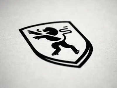 Untitled Lion Project branding crest geometric geometrical geometry lion logo mark paws s shapes shield tail tongue