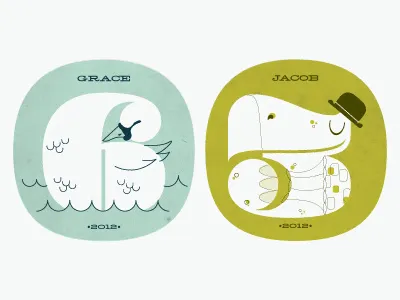 Numbers 6 & 3 for my kid's b-days animal icon illustration kids numbers pompadour swan texture turtle