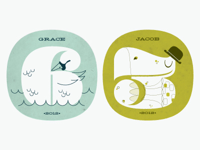 Numbers 6 & 3 for my kid's b-days animal icon illustration kids numbers pompadour swan texture turtle