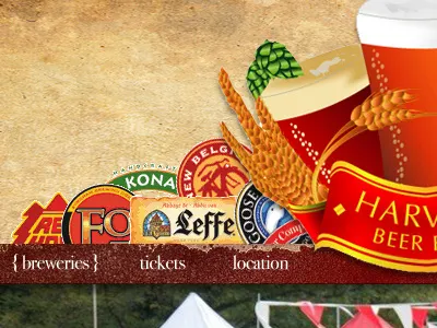 Beer Festival Landing Page beer illustration parchment texture web design