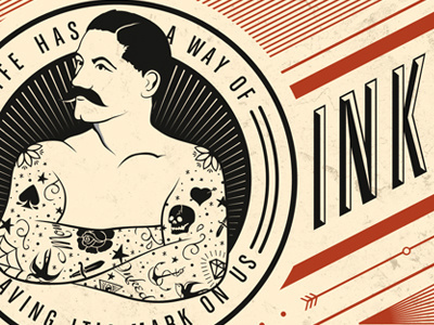 Strongman: Final Version illustration inked mustache strong man tattoo
