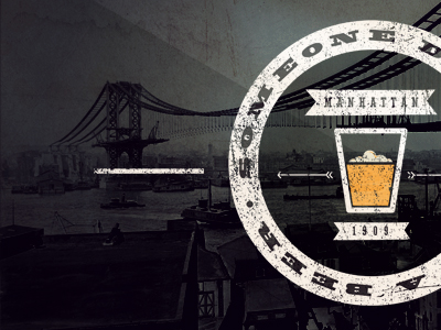 Manhattan beer fatboy legion manhattan rebound typography vinatge