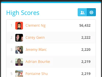 High Scores app design pokki ui
