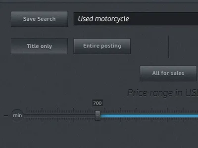 Advanced search view app blue buttons dark design ipad range slide white