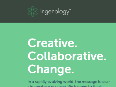 Ingenology | A Creative Services Accelerator one page responsive vector