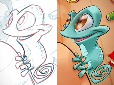 Tiny Process apple cartoon chameleon character comic drawing expression eyes game home illustration ipad iphone process room shadow sketch story tiny
