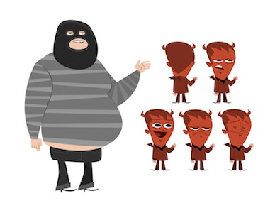 Hornsy brett jubinville character design devil illustration thug tinman creative studios