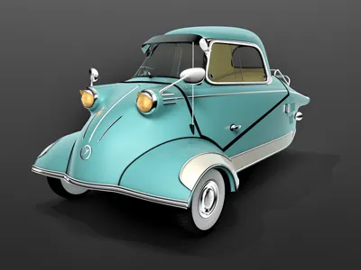 Messerschmitt blue car messerschmidt messerschmitt rendering wroooooom