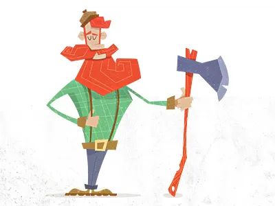 Woodsman Illustration art axe beard blue green illustration red woodsman