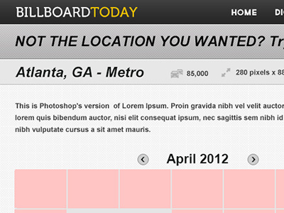 BillboardToday WIP - Scheduling Page web site