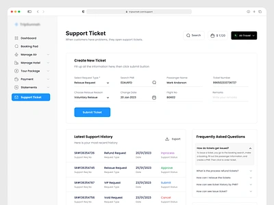 Support Ticket - Booking Platform book booking booking support clean web crm dashboard design help help center minimal responsive saas saas web app support support management support ticket uiux web web ui webapp