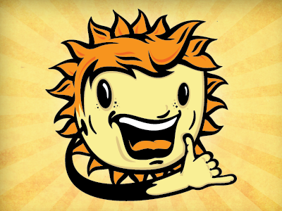 A Brighter State of Mind character hang ten illustration mascot sun