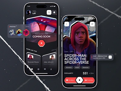 Spider-Man Across The Spider-Verse - App Concept booking concept creative film inspiration marvel media miles mobile mobile ux movie netflix peter parker spiderman streaming streaming service trend ui ux