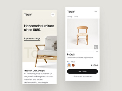Mobile web design for furniture store furniture minimalistic mobile ui ux webdesign