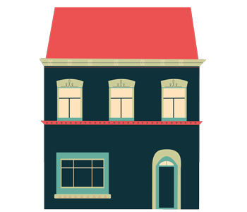 Architecture illustration (house #2) 2d architecture cute flat illustration illustrator illy michigan process progress retro romeo series shapes simple style two toned vector vintage