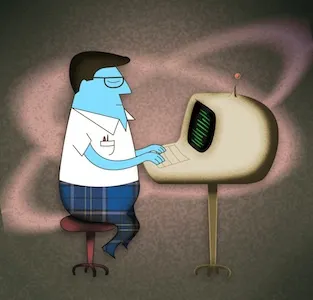 Nerd1 50s computer illustration nerd retro space