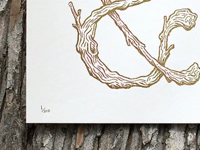 Amperbranch Print ampersand art letterpress poster print texture wood