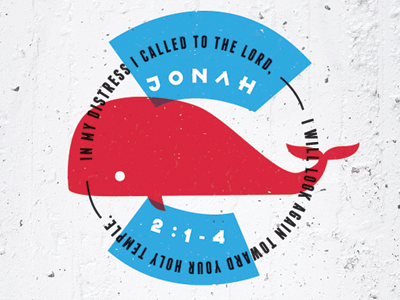 Jonah 22 bible blue egypt franchise graphic design poster red texture typography verse whale