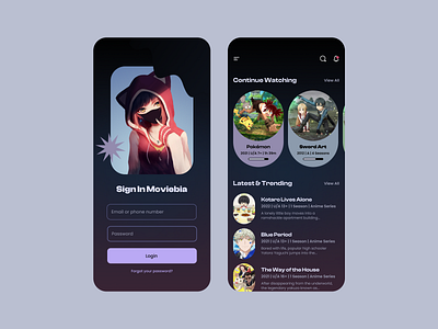 Movie App anime revival anti modes app app and web development branding design dribbble explosion on solo type figma graphic design neo brutalist nostalgia ombre gradient simple the gradient typography ui design trends 2023 uiux