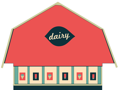 Dairy Freeze Illustration 2d architecture cute flat illustration illustrator illy michigan process progress retro romeo series shapes simple style two toned vector vintage