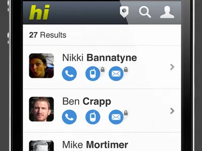 directory service for people gui iphone responsive design