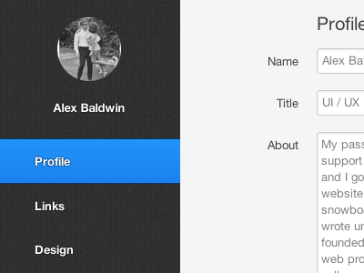 Edit Profile active avatar css edit helvetica neue profile settings ui