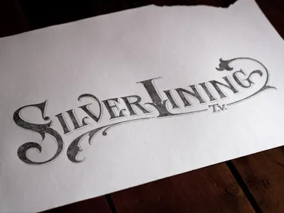 Silverlining TV branding design floral hand drawn lettering logo retro sketch texture vector vintage