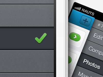 File View app buttons check mark dashboard interface ios iphone mobile pop out