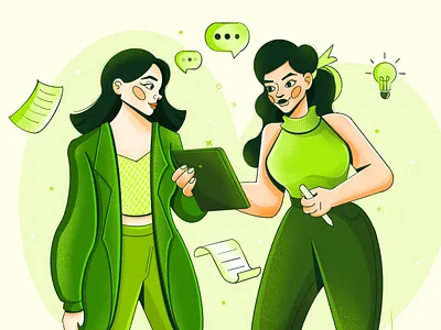 Discussing Ideas 💡 character design concept design digital flat vector illustration procreate vector