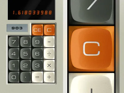 Abatron Calculator Buttons 3d 70s button calculator classic digital electronic grey orange skeuomorphism ui vintage