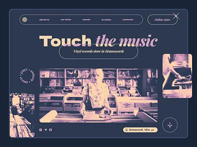 Vinyl shop website home page landing store ui ux vintage vinyl web website