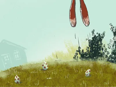 Jumping Bunny bunny digital easter eggs illustration pastel sketch