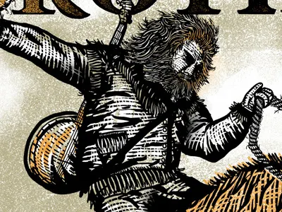 Avett Brothers Poster Finished banjo bear folk gig poster grizzly adams scratchboard the avett brothers zeb love