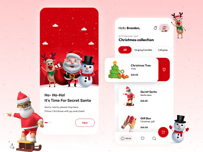 Holiday Special Christmas App UI🎄: ‘tis That Time of the Year🎅 celebration christmas christmas decor christmas design christmas party christmas tree holiday interface merry christmas mobile design mobile ui new year santa claus santa shop secret santa secret santa app xmas