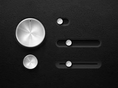Metal Dials/Sliders brushed metal dial knob leather metal milled aluminum shiny slider texture ui