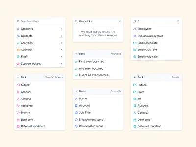 Attribute selector apollo attribute clearbit crm filter filter by filtering form builder hubspot lusha outreach query query builder sales salesforce salesloft select filter sort sort by zoominfo