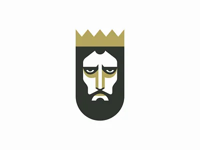 King Logo barber beard branding crown design emblem face flat geometric icon identity illustration king logo man mark portrait shield symbol vector