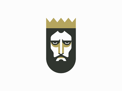 King Logo barber beard branding crown design emblem face flat geometric icon identity illustration king logo man mark portrait shield symbol vector