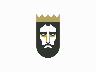 King Logo barber beard branding crown design emblem face flat geometric icon identity illustration king logo man mark portrait shield symbol vector